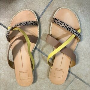 Dolce Vita Leopard and Yellow Strappy Sandals